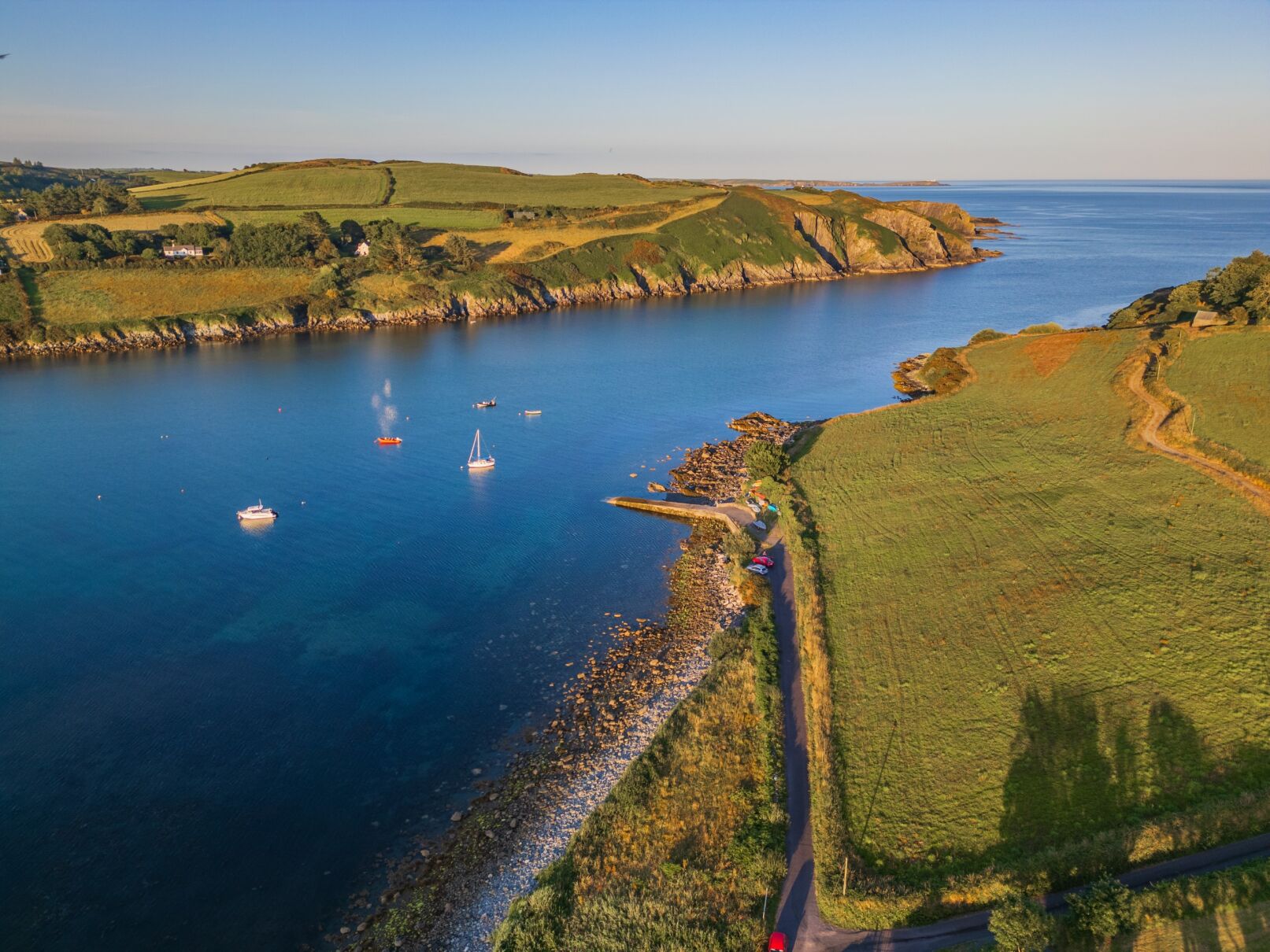 Riverview drone shot with field in foreground