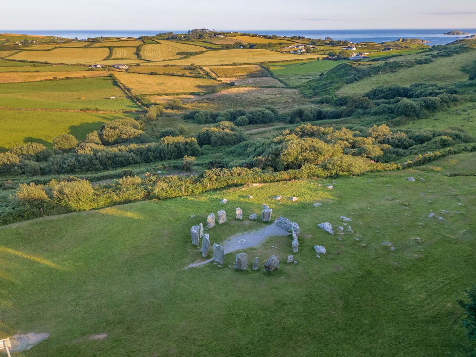 Stone Circle near Rosscarbery drone view